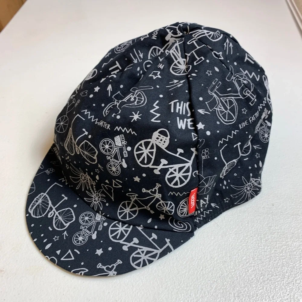 Woom Cycling Cap‎ Kids M/L Black Flare Reflective Bicycle Print Hat
